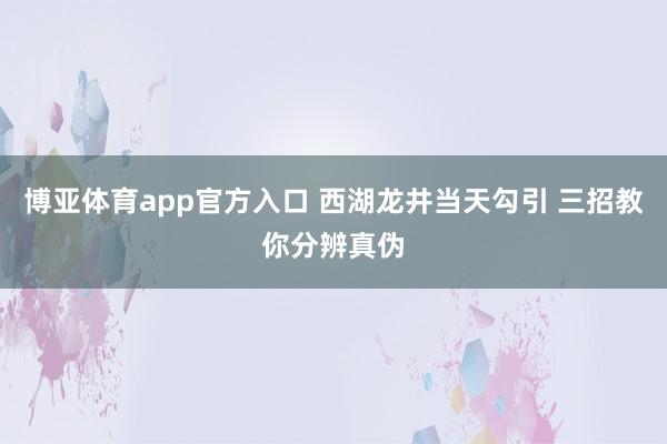博亚体育app官方入口 西湖龙井当天勾引 三招教你分辨真伪