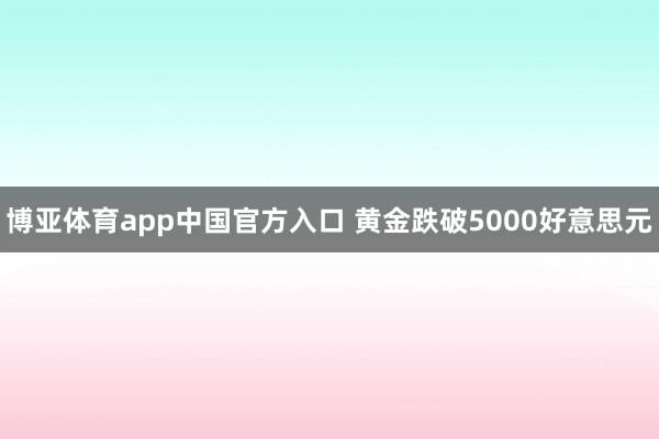 博亚体育app中国官方入口 黄金跌破5000好意思元