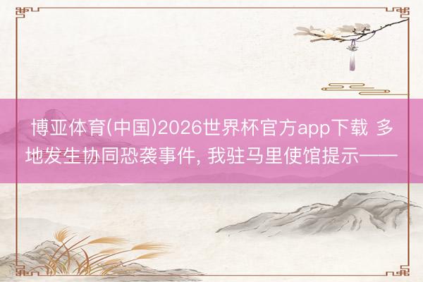 博亚体育(中国)2026世界杯官方app下载 多地发生协同恐袭事件， 我驻马里使馆提示——