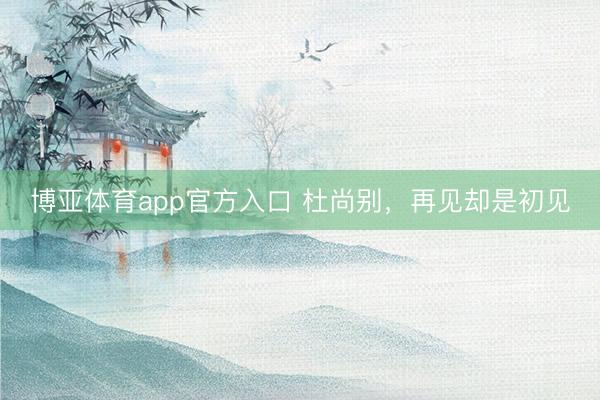 博亚体育app官方入口 杜尚别，再见却是初见
