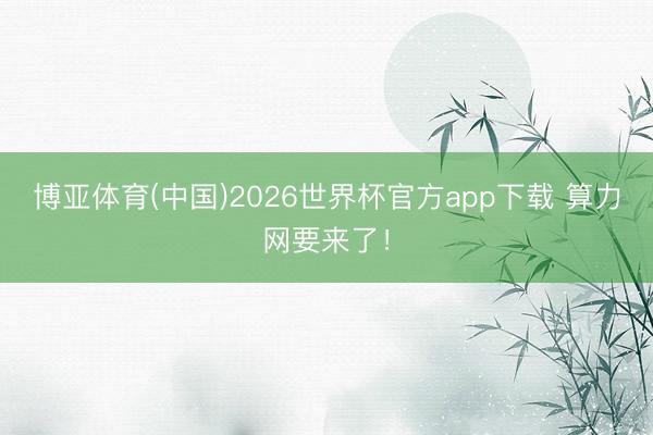 博亚体育(中国)2026世界杯官方app下载 算力网要来了！