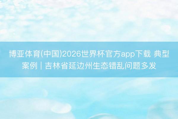 博亚体育(中国)2026世界杯官方app下载 典型案例 | 吉林省延边州生态错乱问题多发