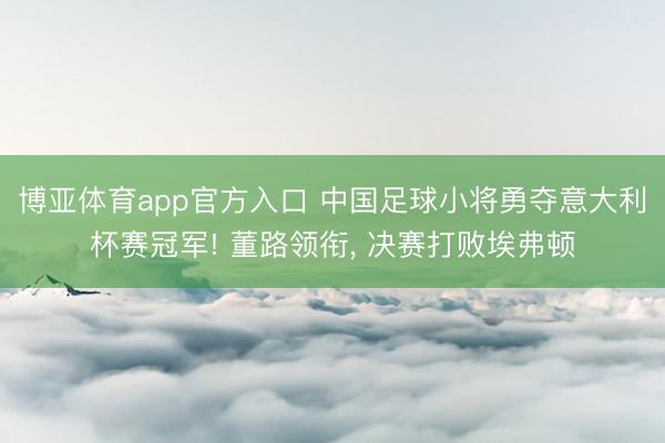 博亚体育app官方入口 中国足球小将勇夺意大利杯赛冠军! 董路领衔， 决赛打败埃弗顿