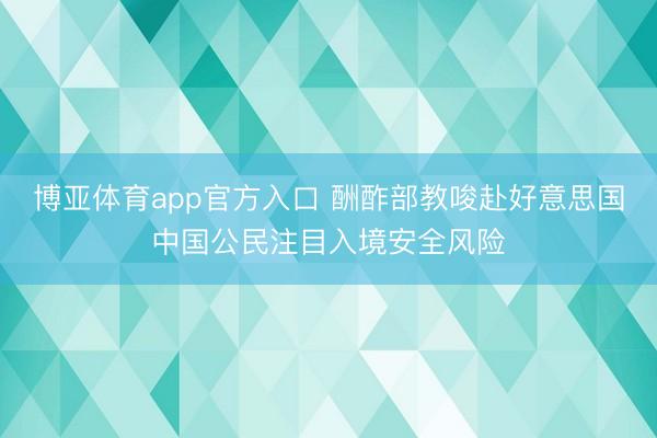 博亚体育app官方入口 酬酢部教唆赴好意思国中国公民注目入境安全风险