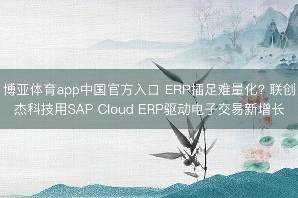 博亚体育app中国官方入口 ERP插足难量化? 联创杰科技用SAP Cloud ERP驱动电子交易新增长